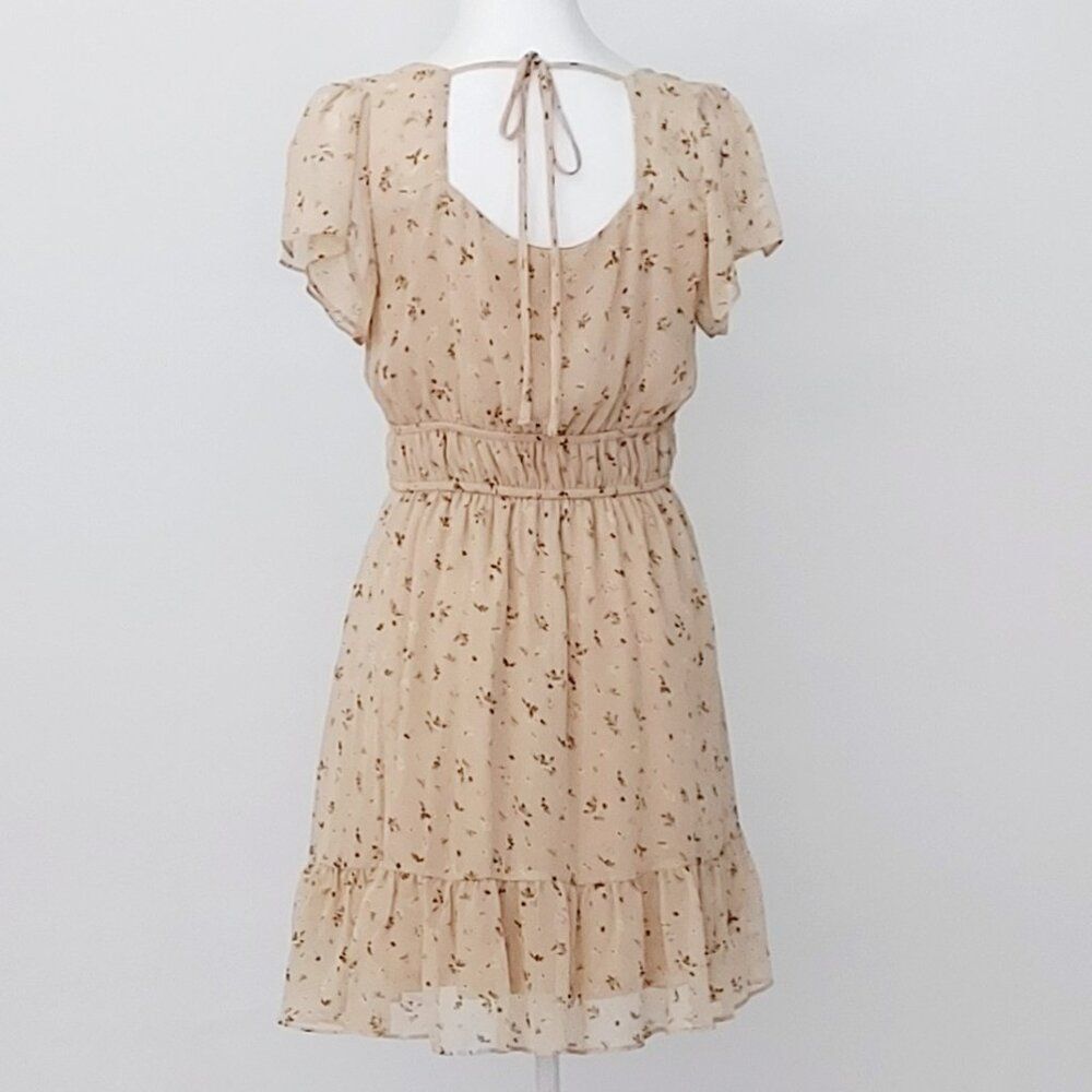 Altar’d State Women’s Tan Floral Dress Flowy Cap Sleeves, Simple Elegance Size M - Picture 2 of 12